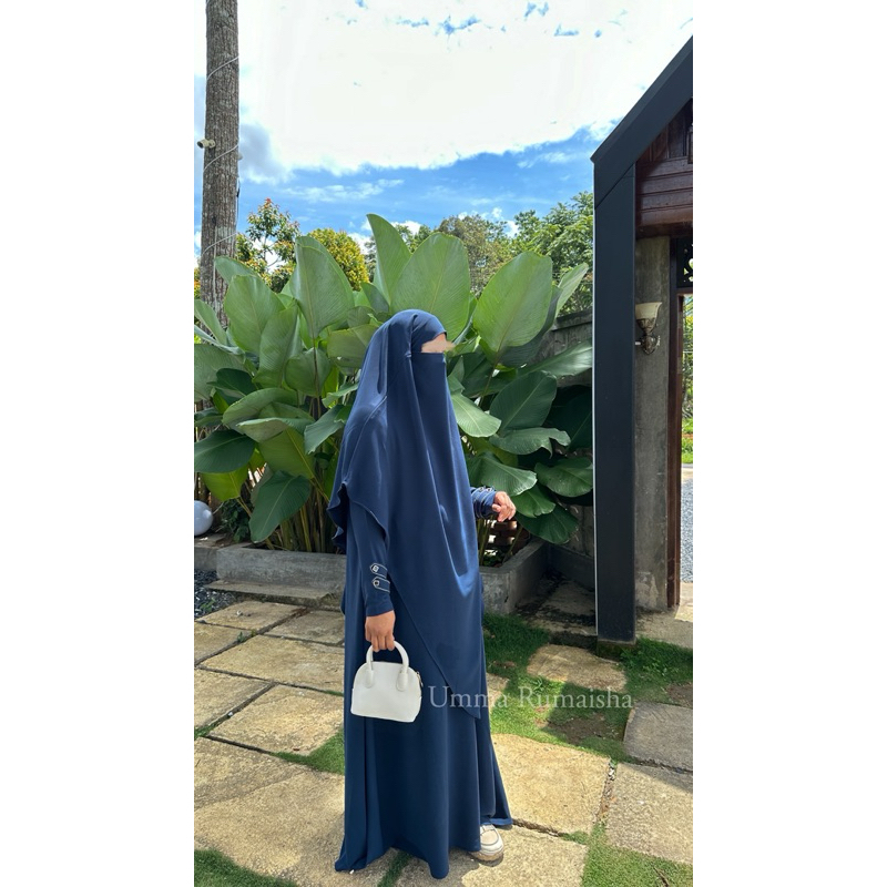 Set Khadijah by Umma Rumaisha - Gamis Sunnah - French Khimar Lancip - Anti Uv - Gamis Flowy - Produk