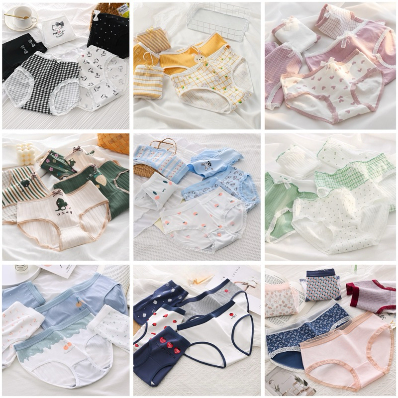 KKD 3 HELAI CELANA DALAM IMUT JAPAN PANTIES LUCU SPANDEX MOTIF LUCU