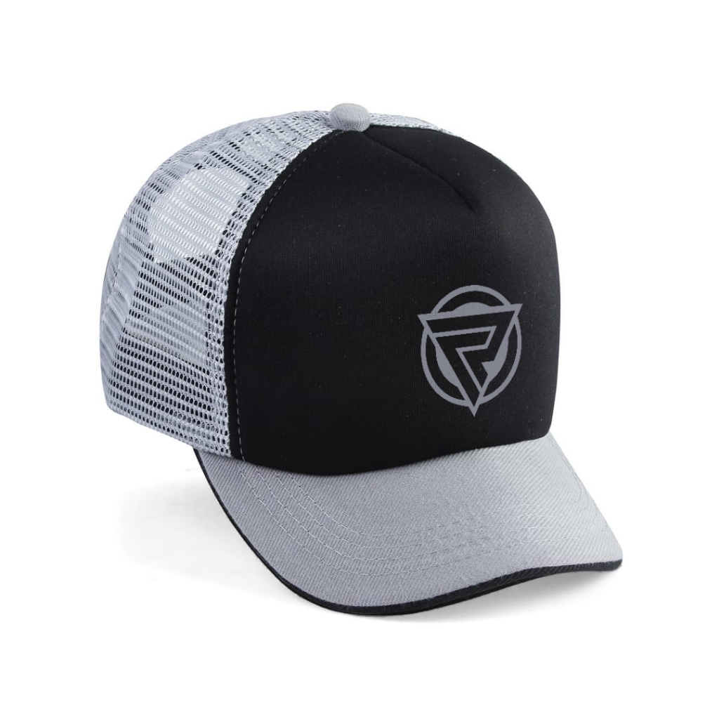 Topi Trucker Lidah Pendek Abu-abu Jaring Premium Baseball Murah