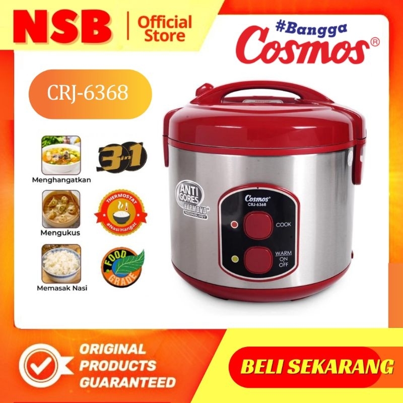 Cosmos Rice Cooker 2 Liter Harmond CRJ-6368 Magic Com Mejikom Mejicom 3in1