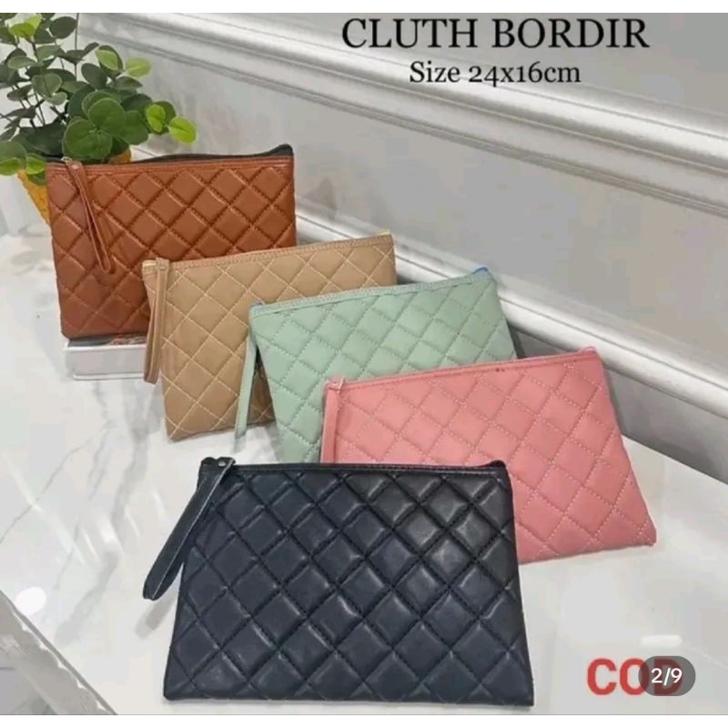 Tas Tangan Wanita Clutch Pouch Bordir Bisa Muat HP BerMacam Warna