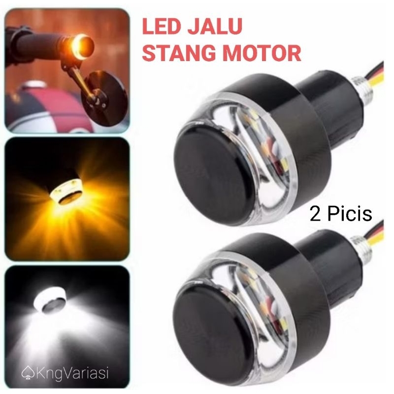 Lampu Jalu DRL Sein Stang Sepeda Motor Putih Kuning Waterproof Sepasang Kiri Kanan - Lampu Sein Hand