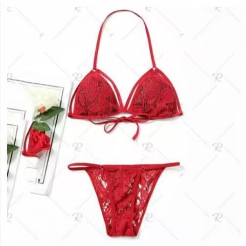 Dezenna Bra Set Wanita Floral Bikini Sexy G String Transparan hot 5B053