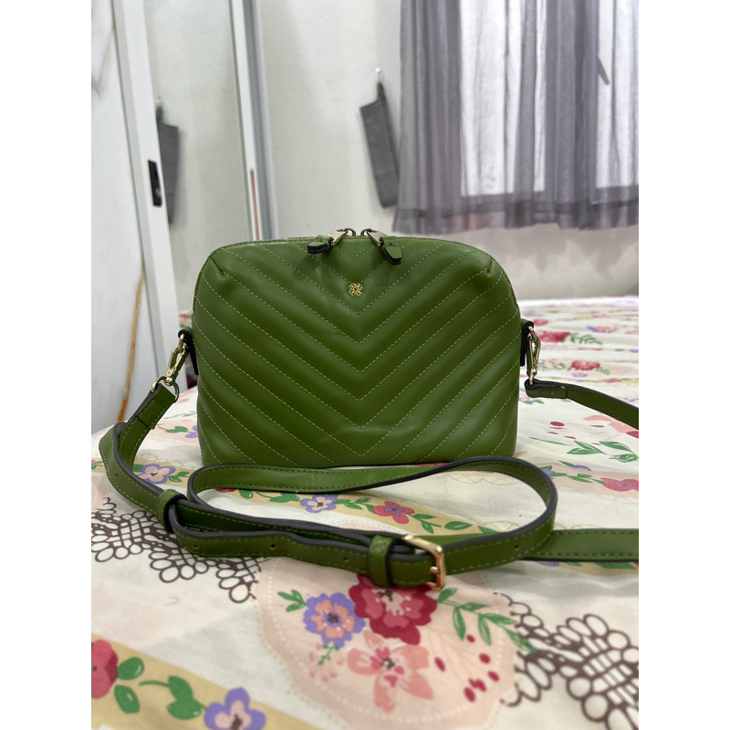 TAS SLING BAG ELEGANCE PARIS ORIGINAL AUTHENTIC HIGH QUALITY LEATHER WARNA HIJAU ARMY