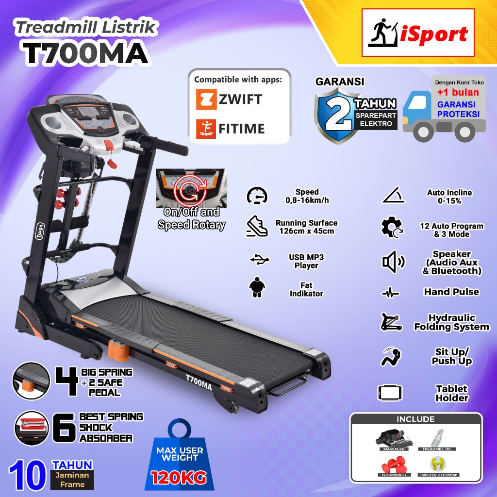 Treadmill Listrik TWEN T700M T700MA Treadmill Portable / Treadmill Electric Low Watt / Treadmill Ele