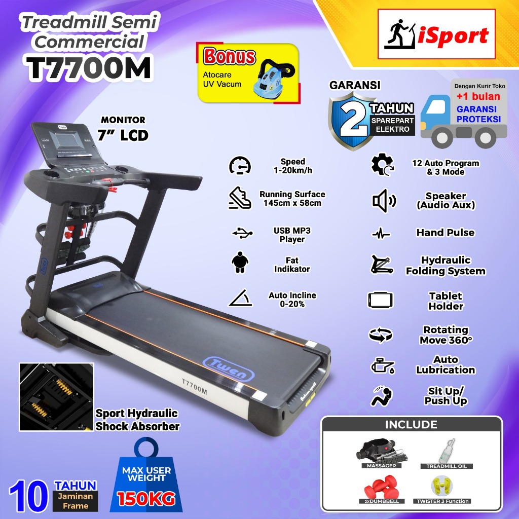Treadmill Listrik TWEN T7700 T7700M Treadmill Portable / Treadmill Electric Low Watt / Treadmill Ele