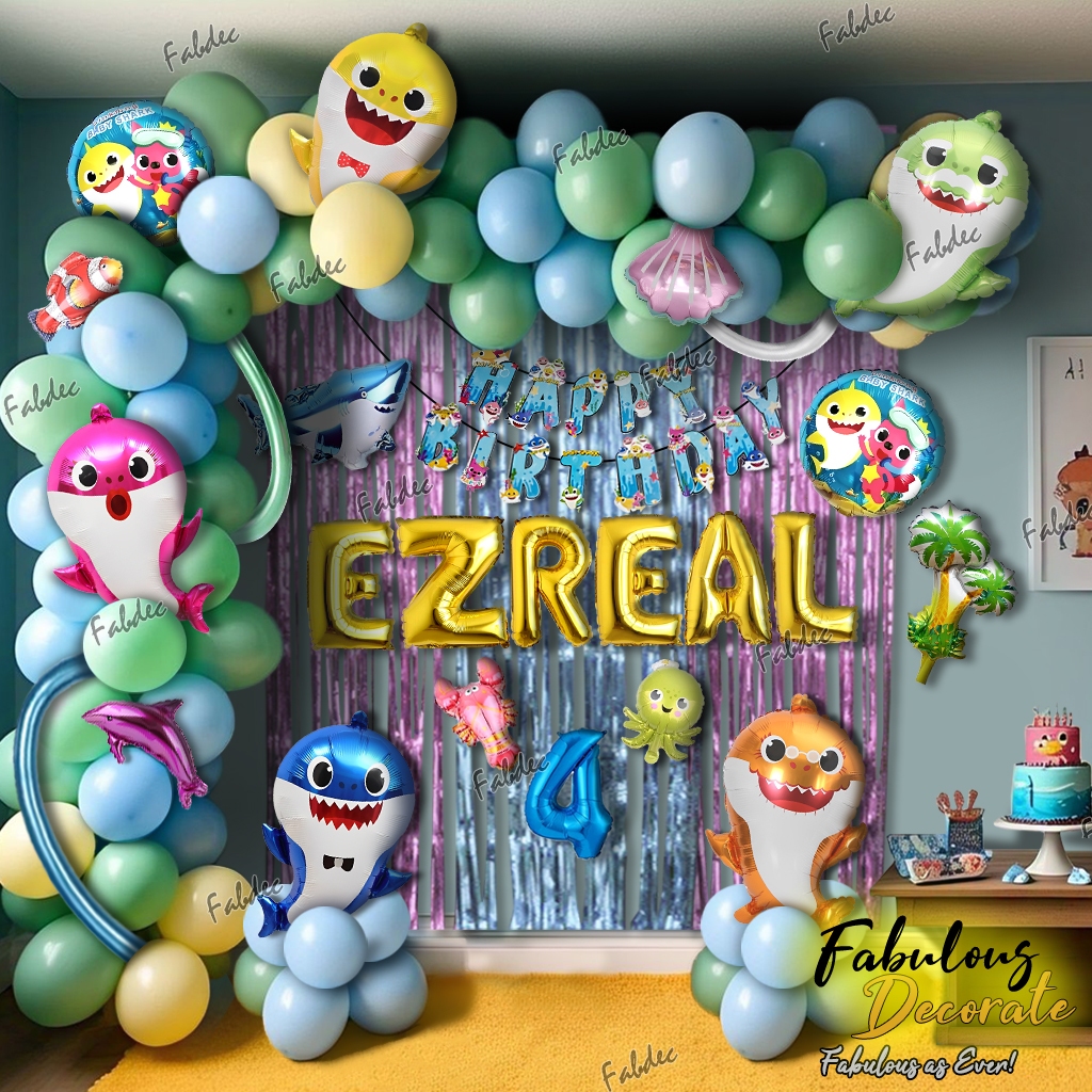 Fabulous Decorate Set dekorasi Tema Baby Shark / Ulang tahun Tema Baby Shark / Birthday BBS/ Ultah T