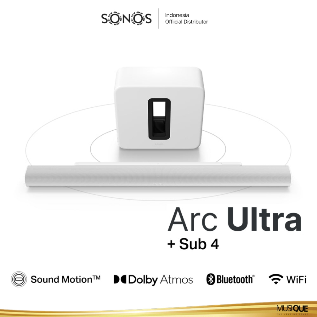 Sonos Arc Ultra Soundbar with Sonos Sub 4 Wireless Home Theater System - White