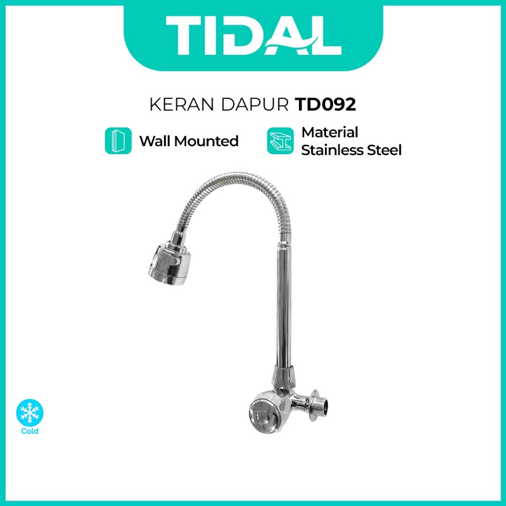 Kran Air Cuci Piring Tembok Dapur Stainless Tidal TD092