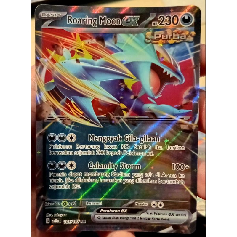 KARTU POKEMON ROARING MOON ex RR INDONESIA HOLO
