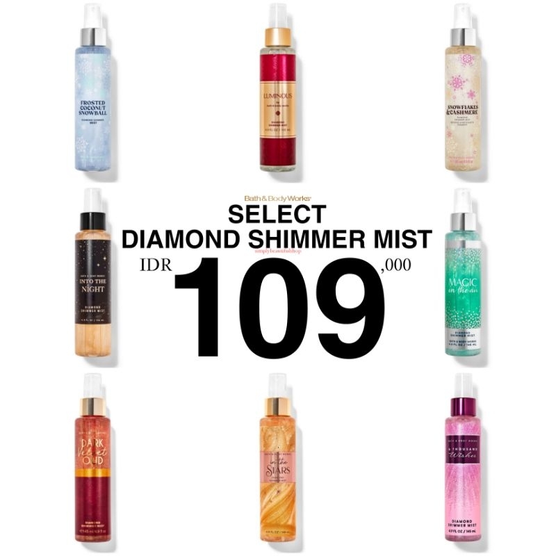 BBW DIAMOND SHIMMER MIST 145 / 146 ML MIX A THOUSAND WISHES ATW INTO THE NIGHT ITN FROSTED COCONUT S