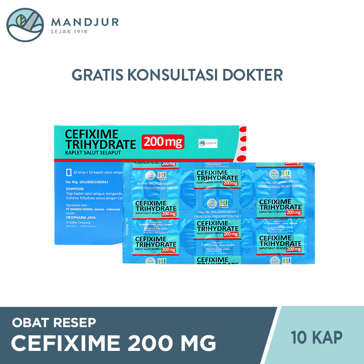 CEFIXIME GENERIK HJ 200 MG 1 STRIP @ 10 KAPLET SALUT SELAPUT