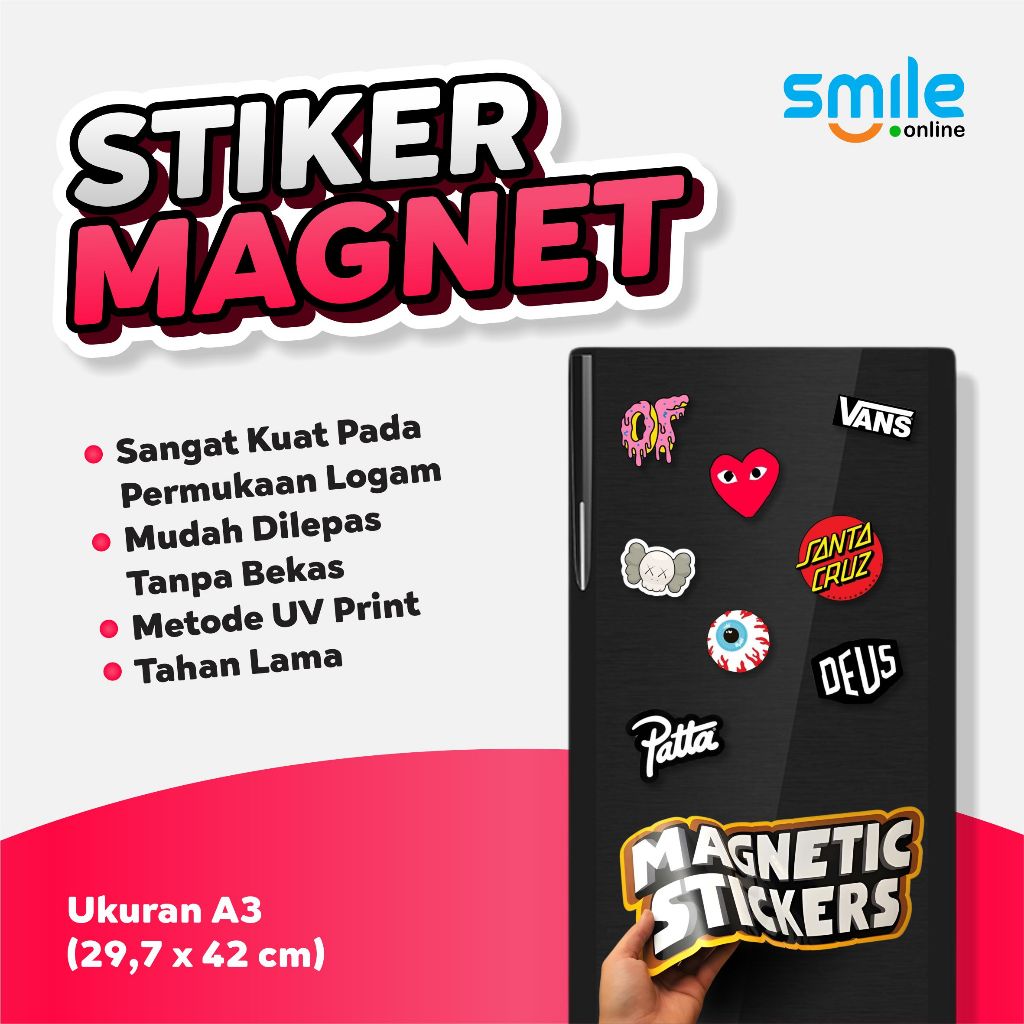 

CETAK STIKER MAGNET MAGNETIC STICKER PREMIUM A3 UNTUK HIASAN KULKAS, MOBIL, DLL