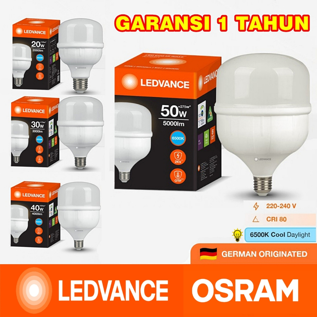Lampu Bohlam LED 50 Watt 40 30 20 Kapsul Jumbo Cahaya Putih E27 Capsule Besar