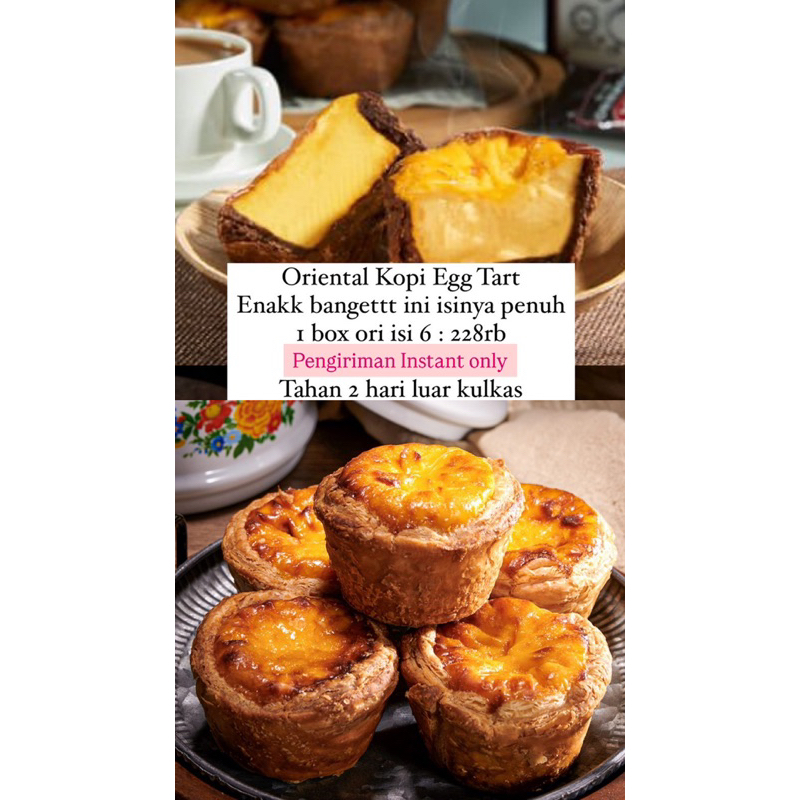 

Oriental Egg Tart Malaysia FRESH 1 Box isi 6