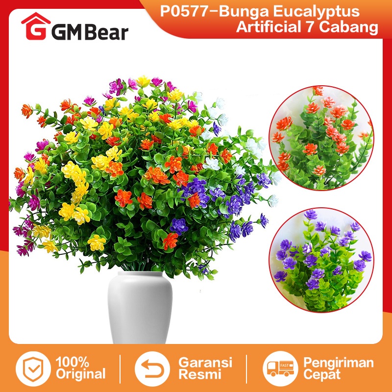 GM Bear Daun Hias Eucalyptus Artificial 7 Cabang P0577 - Daun Dolar Eucalyptus Artificial Flowers Ta