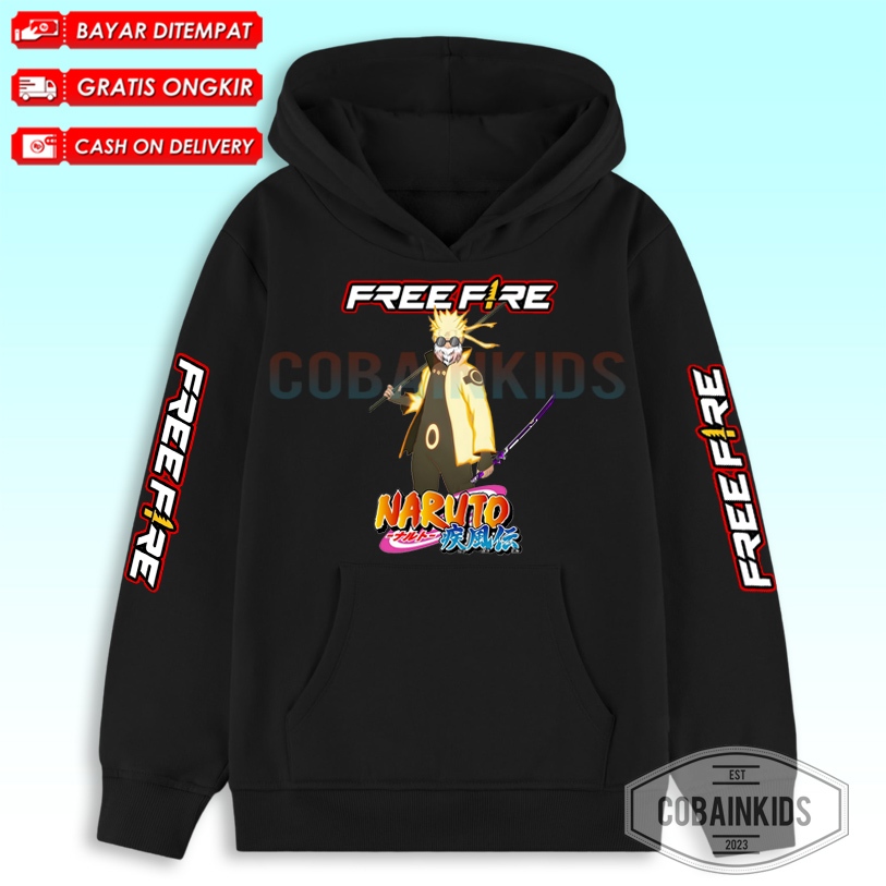 Jaket Hoodie / Jaket Anak FF Free Fire X NARUTO BUNDLE NARUTO X SAMURAI SULTAN Unisex Usia 3-12 Tahu