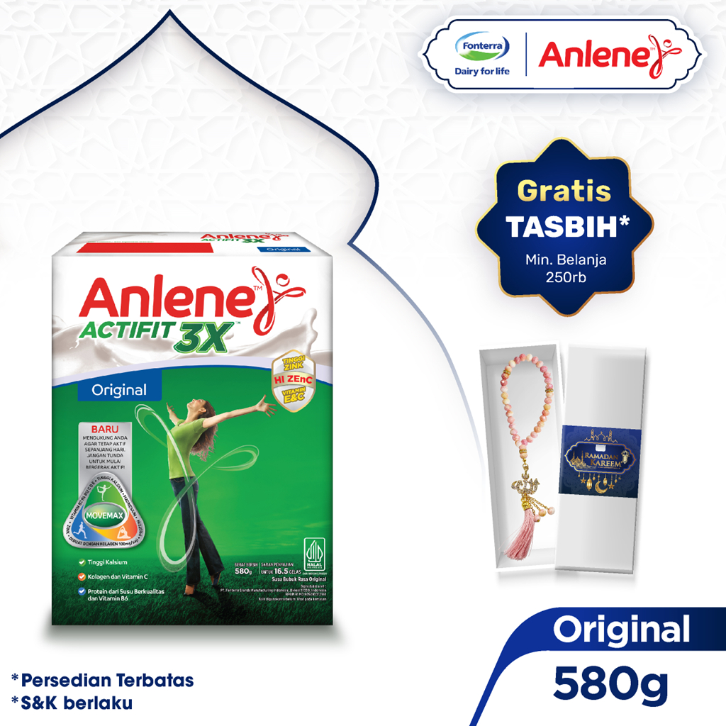 

Anlene Actifit 3X Susu Bubuk Dewasa Original 580g - Nutrisi Tinggi Kalsium Untuk Tulang, Sendi, dan Otot