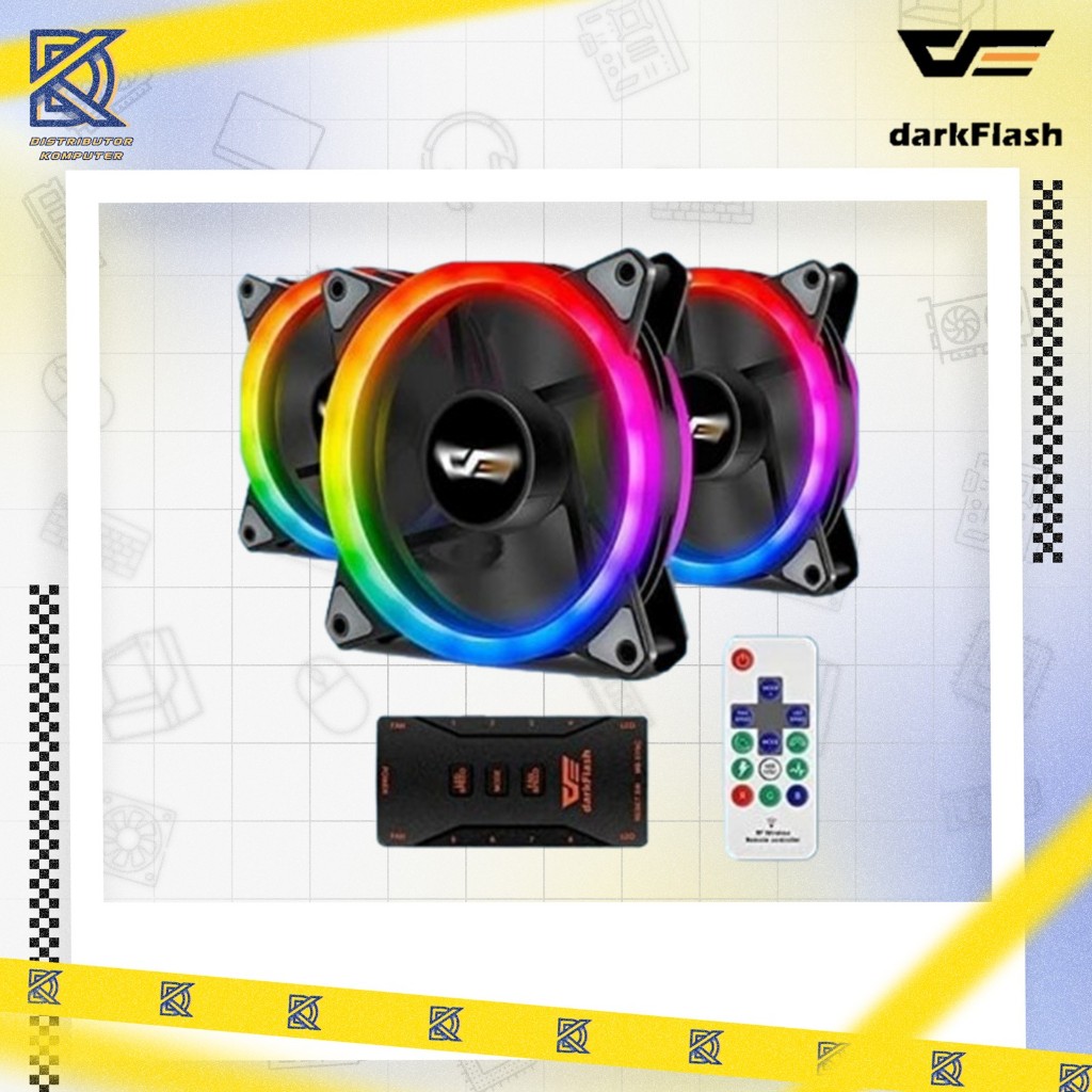 AIGO DARKFLASH FAN CASING DR12 PRO 3in1 DOUBLE RING FAN RGB - TRIPLE PACK
