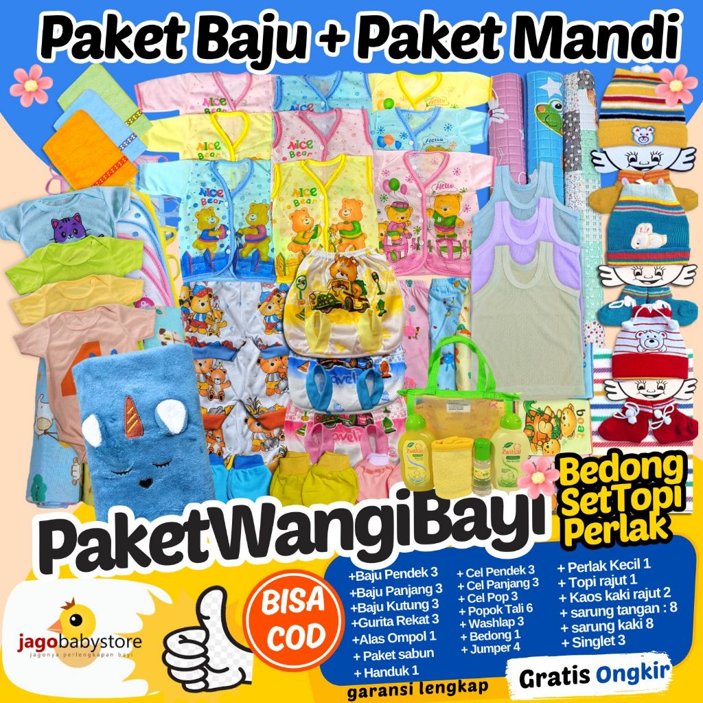 Paket Lahiran Lengkap - Paket Murah Baju Bayi Newborn -  Extra Lengkap dengan Paket Mandi
