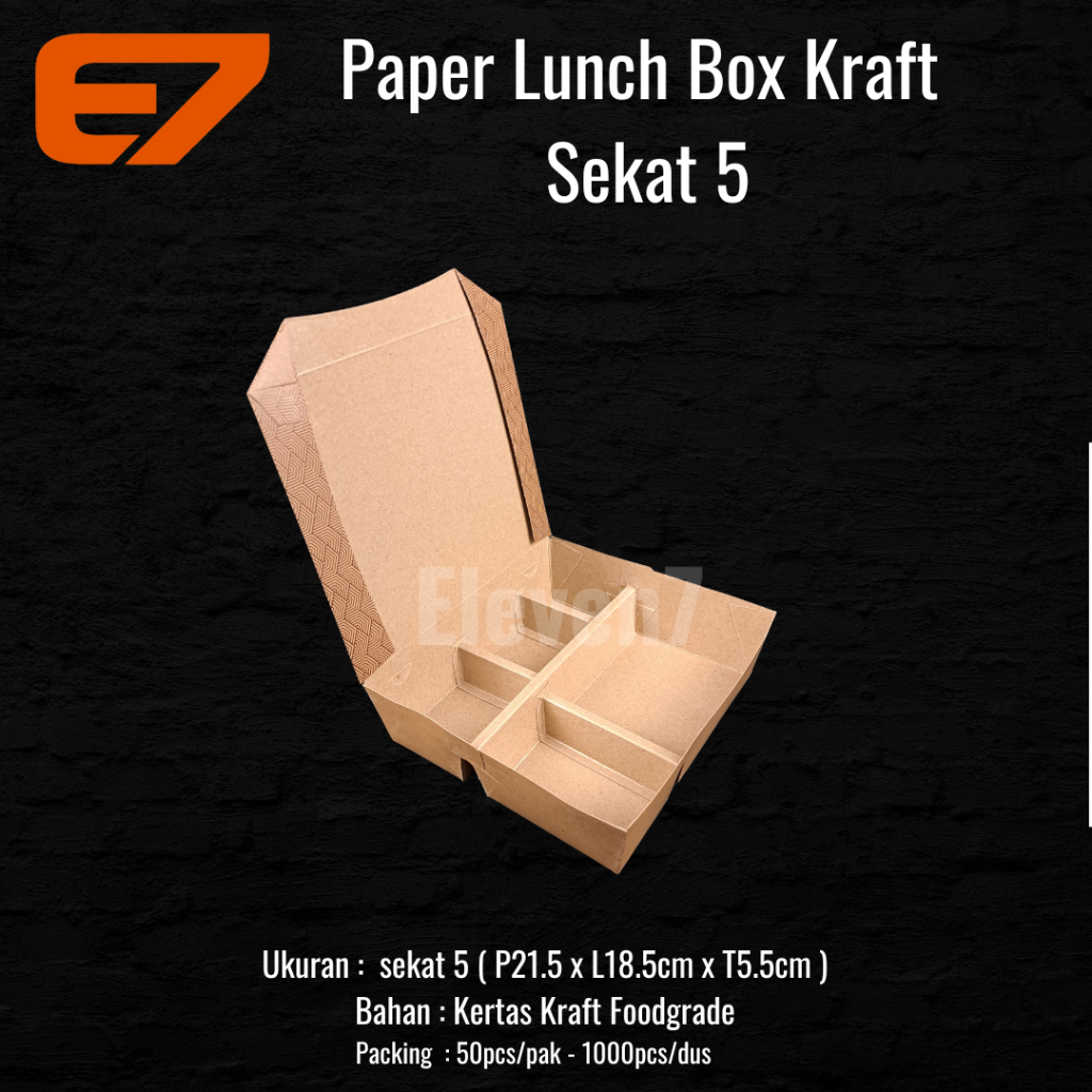 Paper Lunch Box Kraft Brown Sekat 5 - Bento Tray Kertas, Kotak Makan