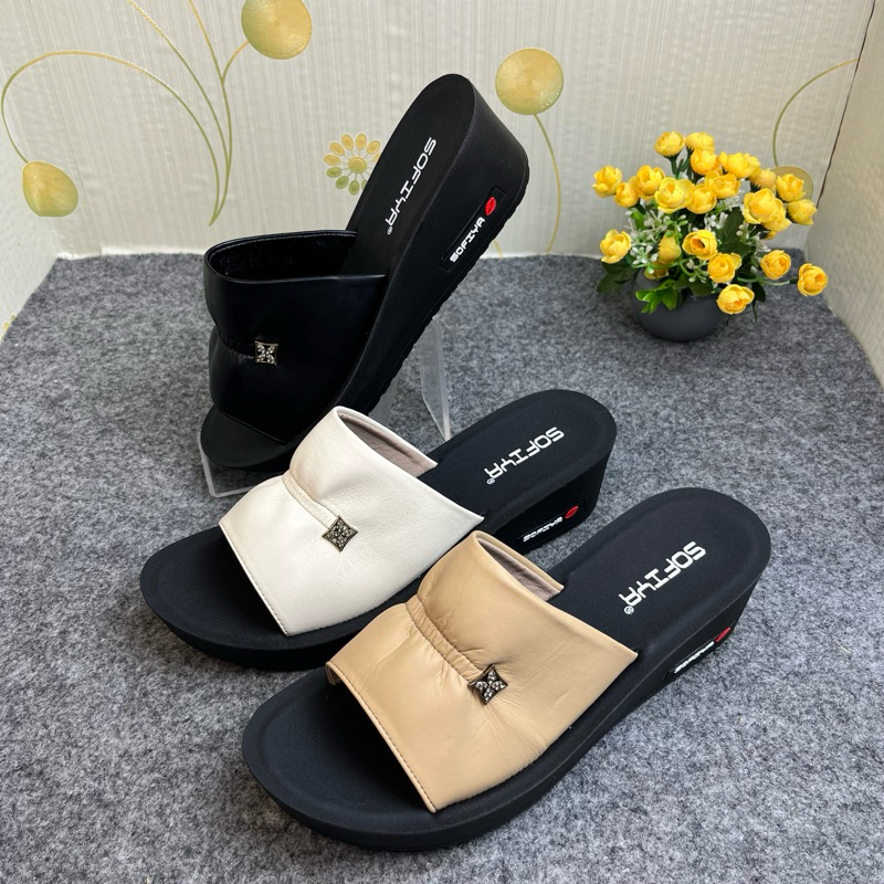 SOFIYA ORI 1788 95 SANDAL WEDGES WANITA IMPORT / SENDAL SELOP SLOP 5CM