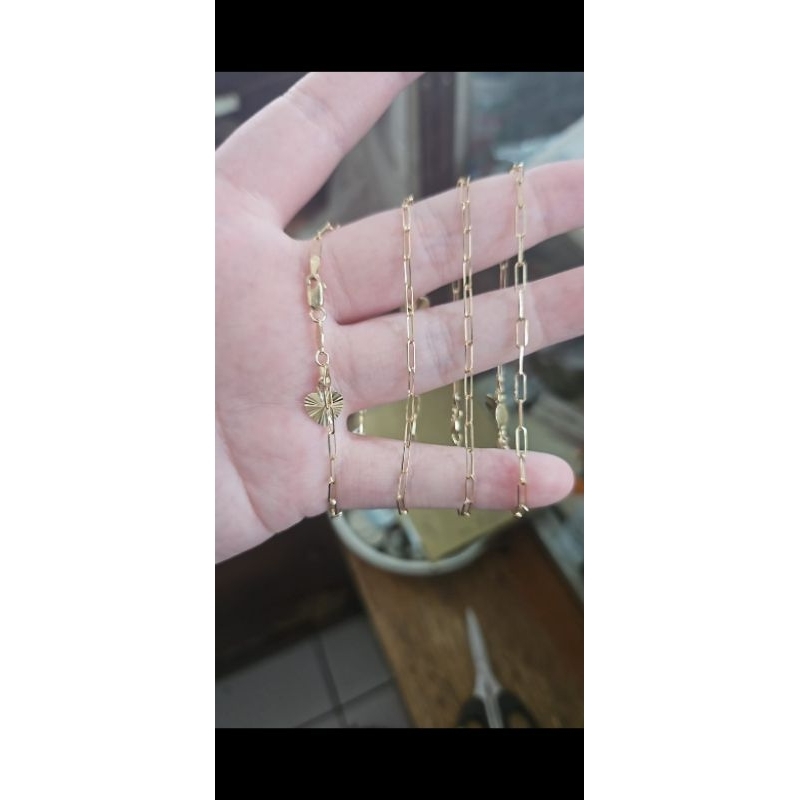 Gelang paperclip syahnaz fashion korea simple emas asli 375 8k hwt mata putih