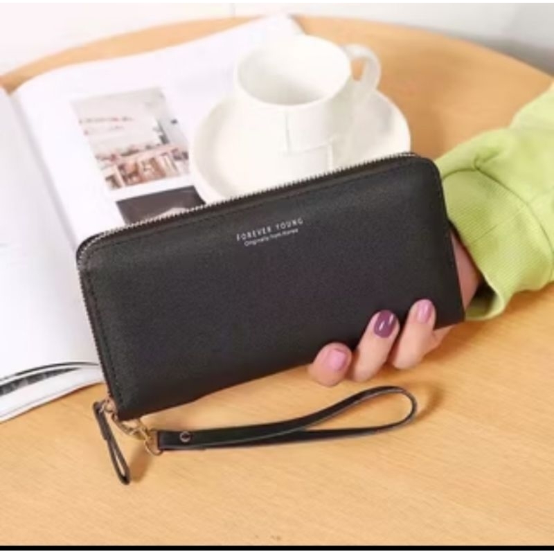 Dompet Panjang Wanita Korea Dompet Kartu Panjang dengan Tali Dompet Dompet Panjang Import Polos