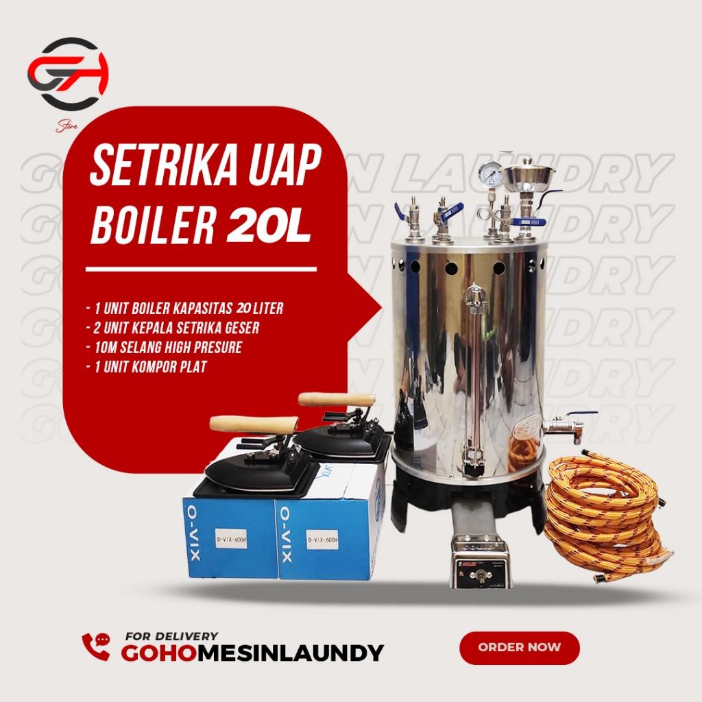 Setrika Uap Laundry Boiler 20L/ Setrika Uap Boiler 20 Liter