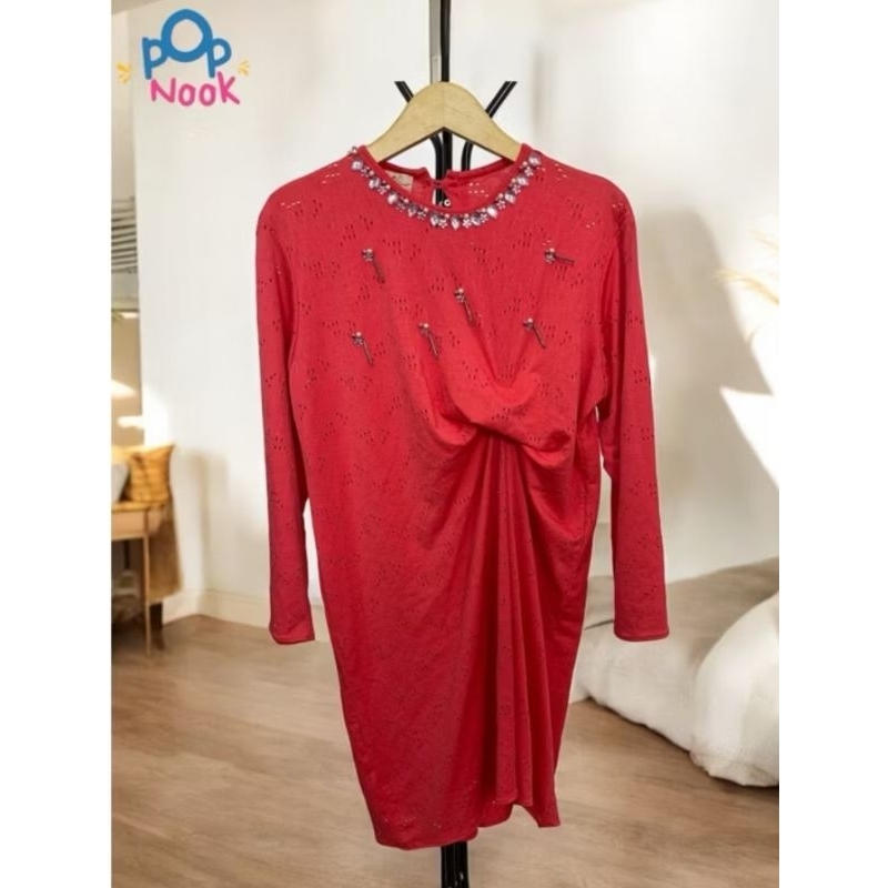 Atasan mid tunik model kaftan katun bordir payet