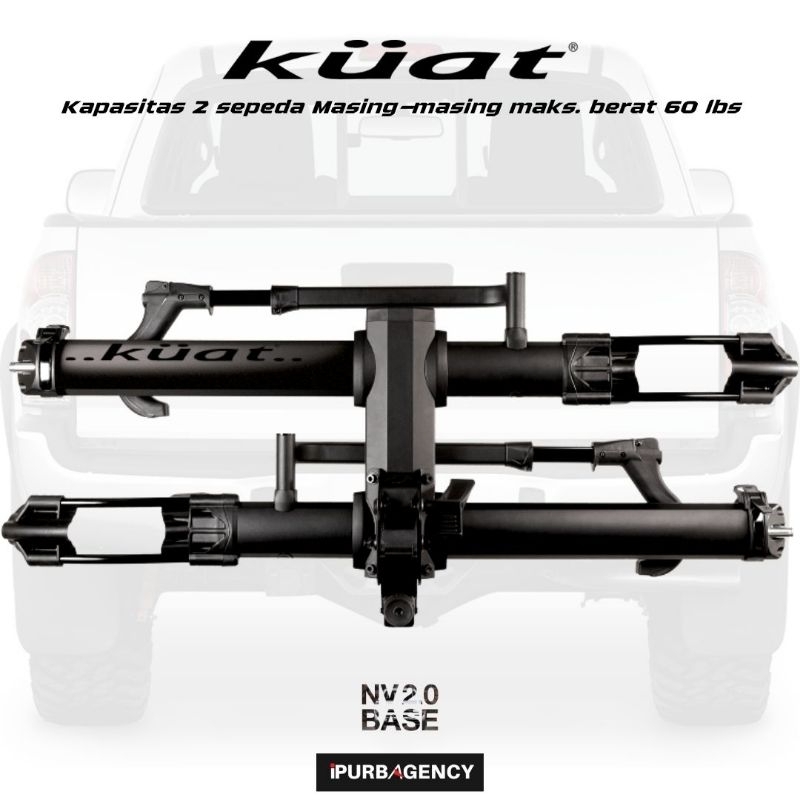 Rak Sepeda Mobil - Kuat Racks BA22B NV Base 2.0 (2-bike hitch rack) Matte Black