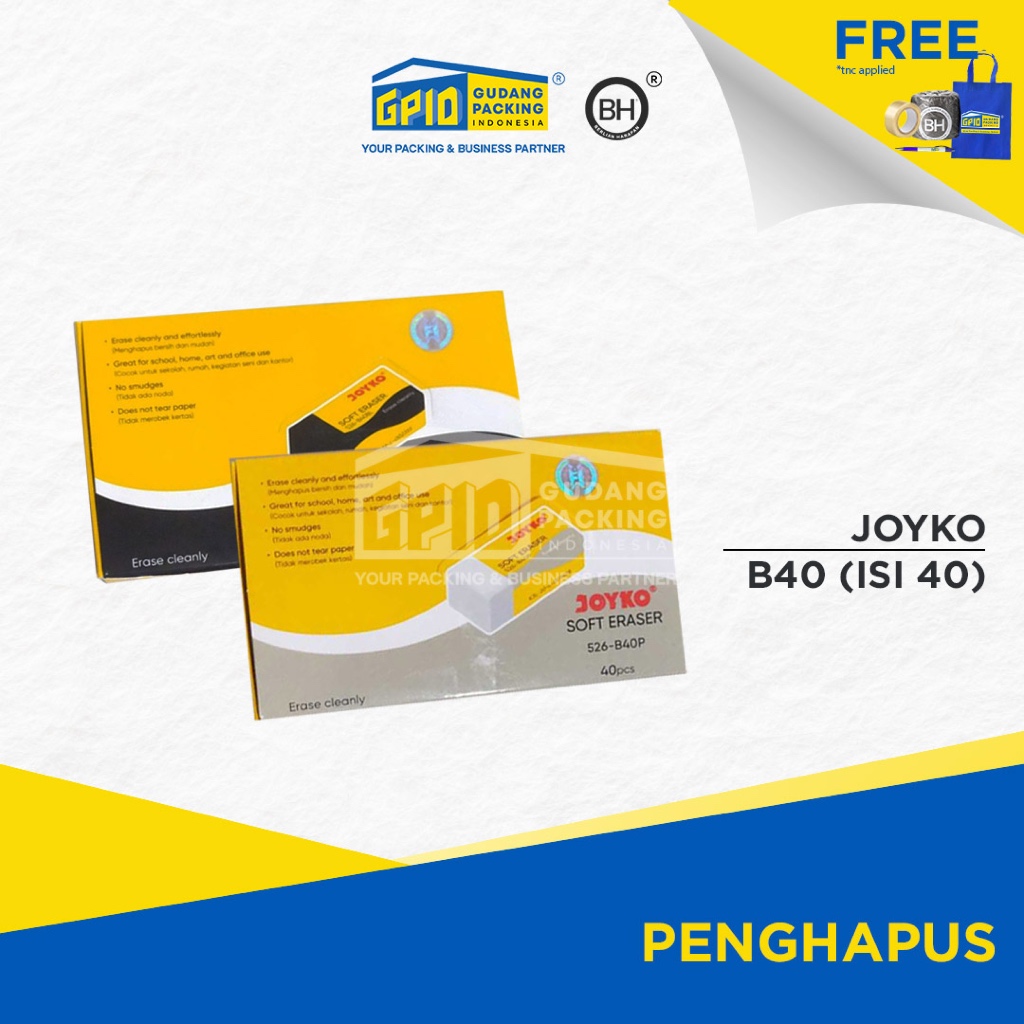 

JOYKO - B40 Penghapus Kecil Hitam / Putih (ISI 40)