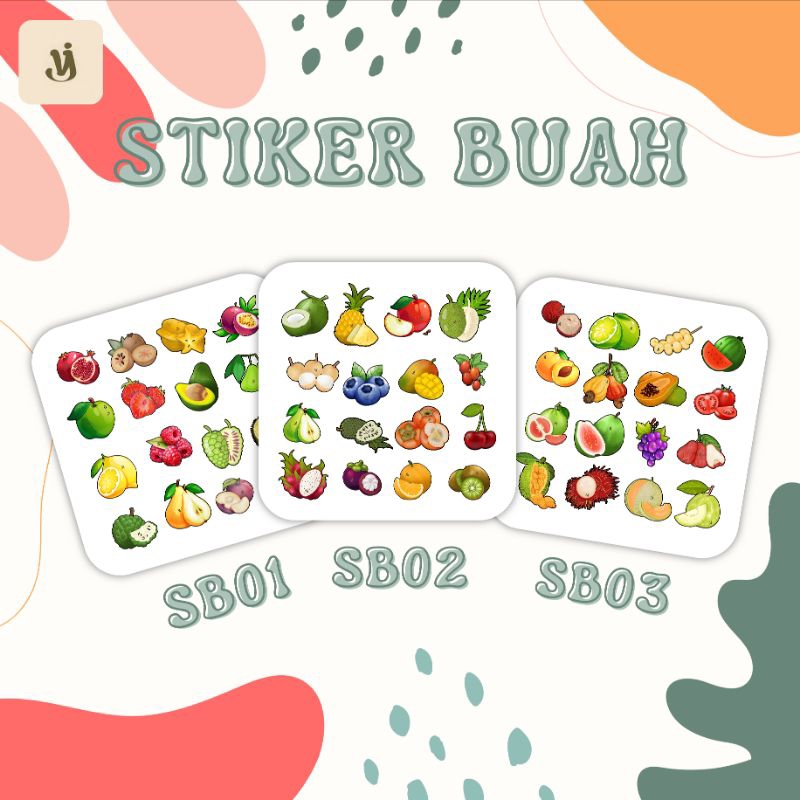 

[VIYANAAP_] 1 PC ISI 16 CUTE FRUIT STICKERS Stiker Buah Lucu - SB01