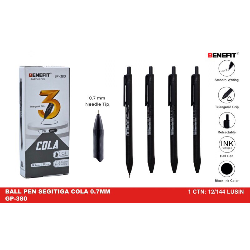

12 Pcs Pulpen / Bulpen / Gel pen segitiga Cola 0,7mm / GP-380