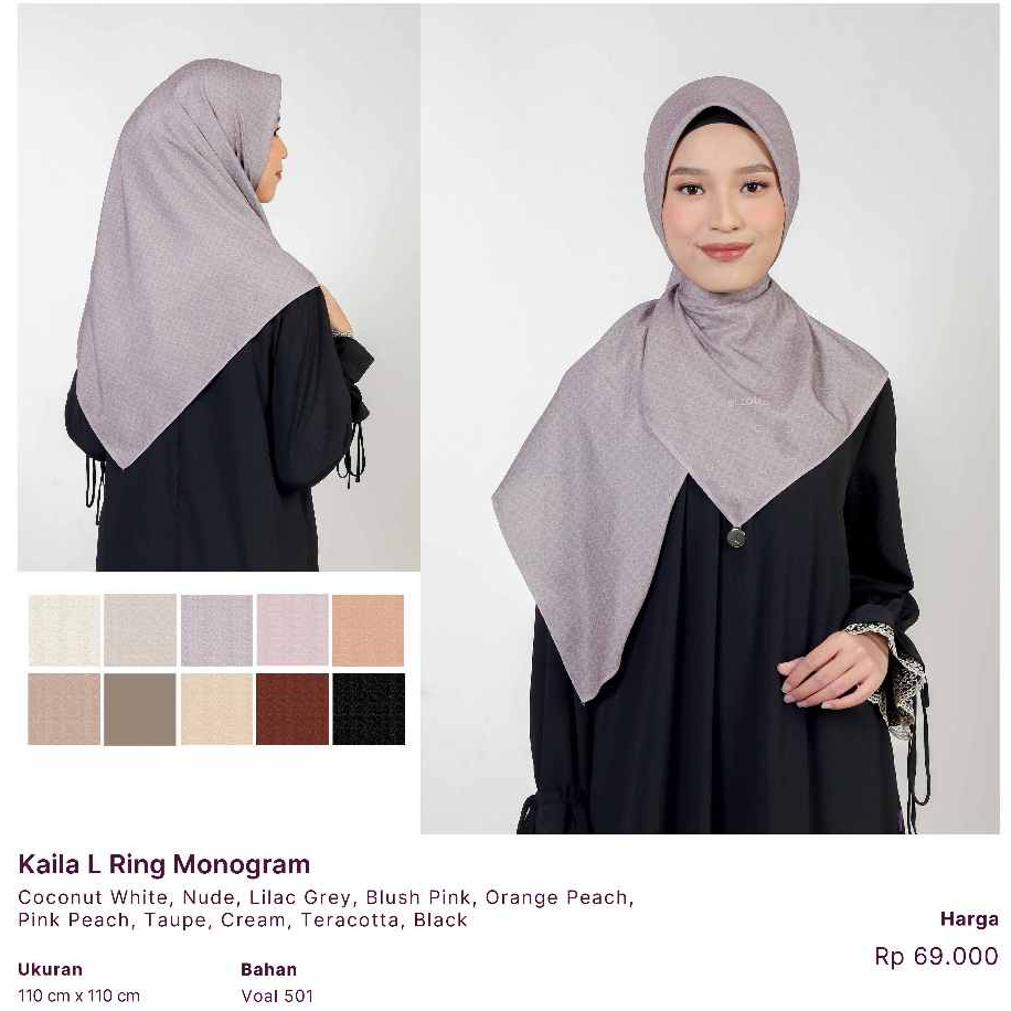 ELZATTA HIJAB KERUDUNG SEGI EMPAT MOTIF TERBARU KAILA L RING MONOGRAM