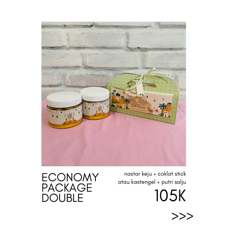 Hampers Eco Double 400ml Kastengel Nastar Keju coklat Stick Putri Salju