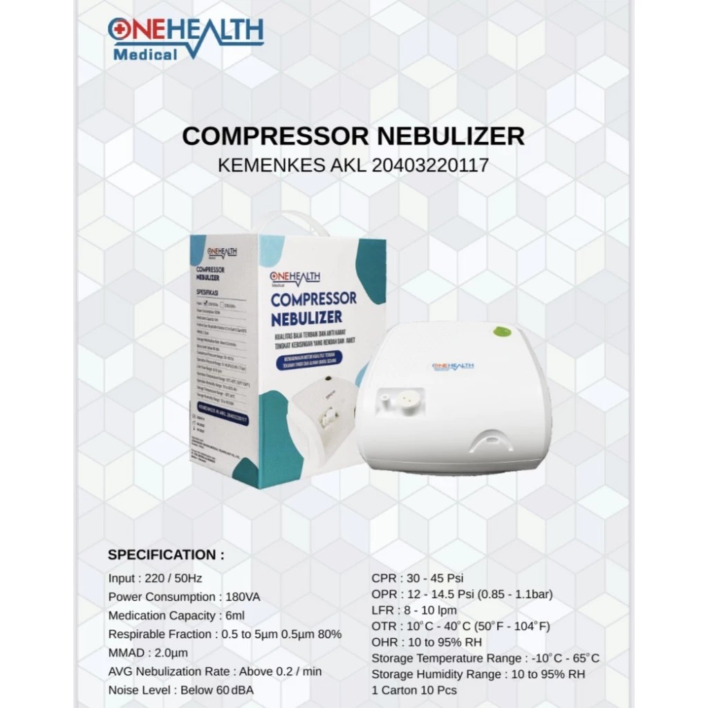 Onehealth Nebulizer Compresor Nebulizer Compressor / Nebu masker nebu