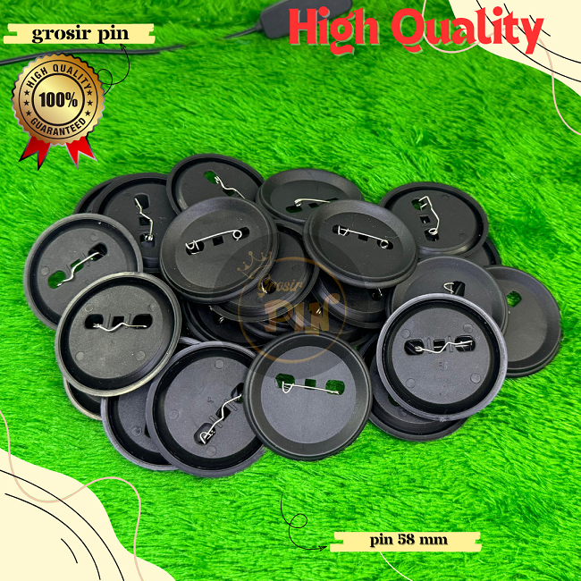 BAHAN PIN 5,8 cm / bahan baku pin hitam & kaleng alumunium @100 set