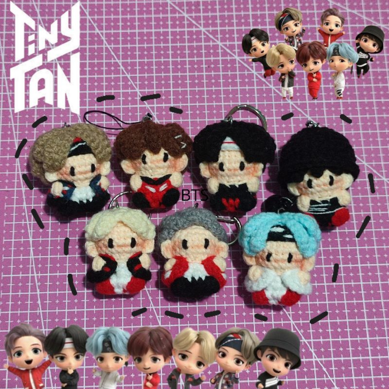 (COD✅) po 1-3 hari (REALPIC)keychain/gantungan amigurumi tiny tan ver.mic drop Bts mini doll (FREE P