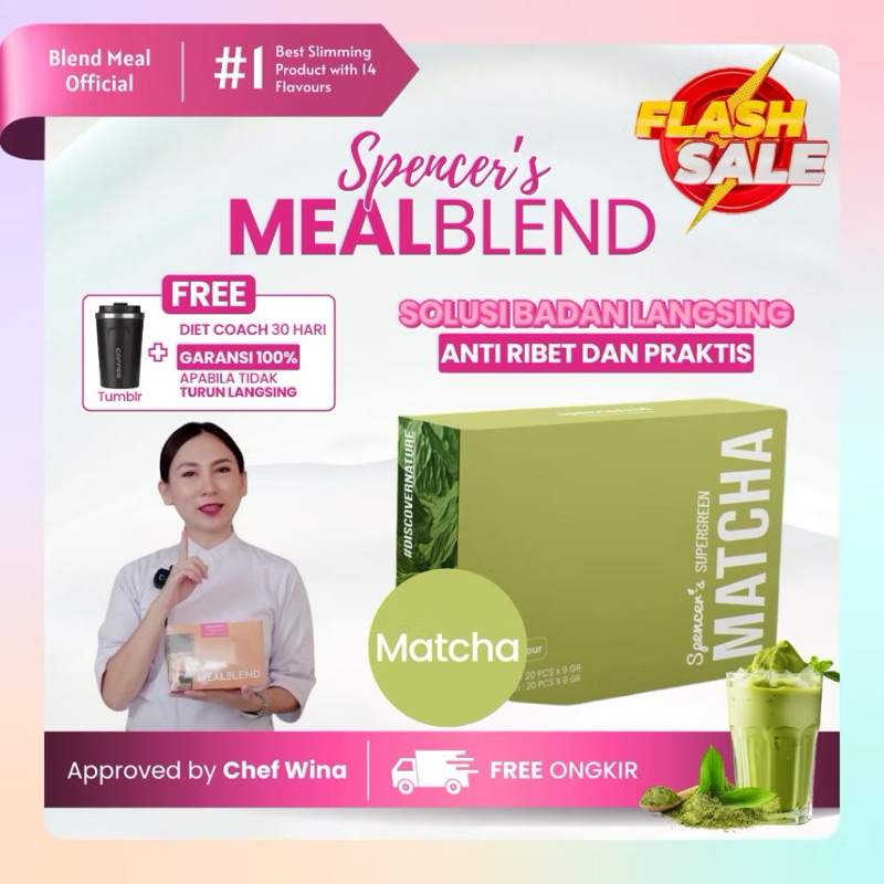 

Spencer's Matcha / Spencers Supergreen Matcha Apple / Meal Replacement Matcha MealBlend 5 Sachet & 10 Sachet