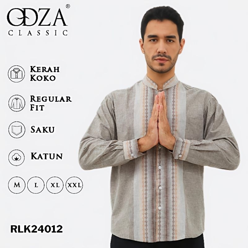 Kemeja Koko Lengan Panjang Pria M L XL XXL XXXL / Baju Koko jumbo Coklat Krem / Cream Earth Tone