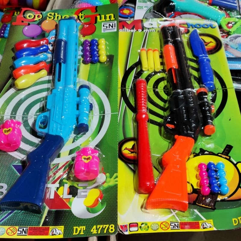DT 4778 4779 Pistol Senapan Panjang Mainan Anak Tembak Target Peluru Karet Bowling Boneka Snipper Gu