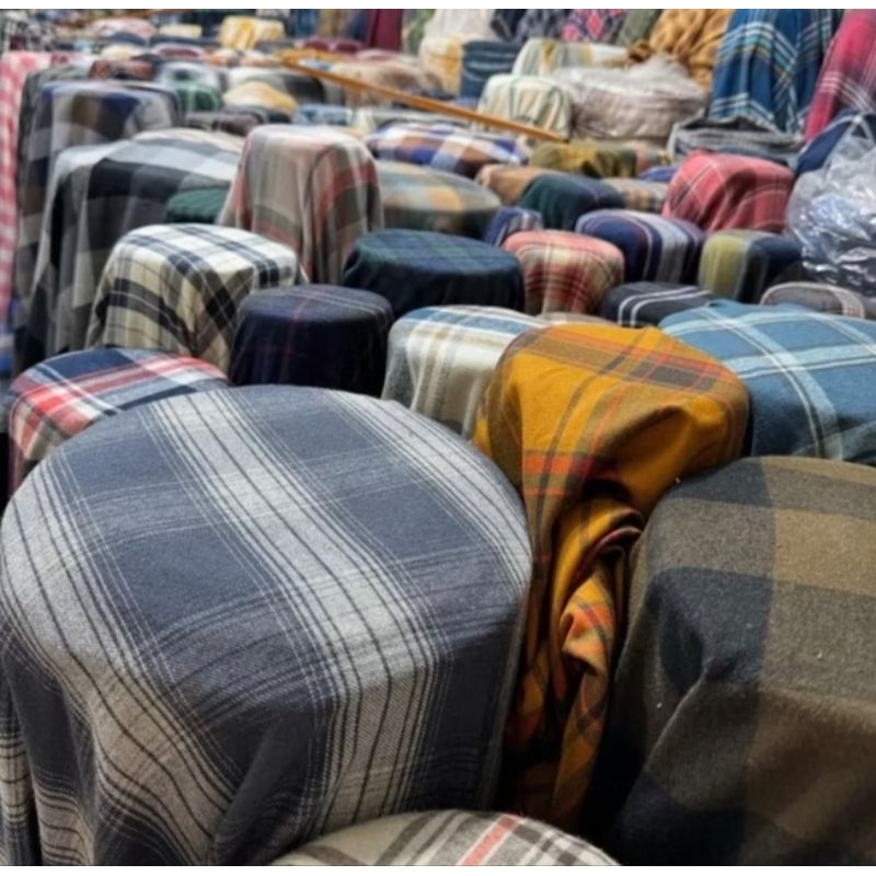 [HARGA/0,5M] Bahan katun flanel kotak | kain katun flanel motif | bahan kemeja flanel | kain meteran