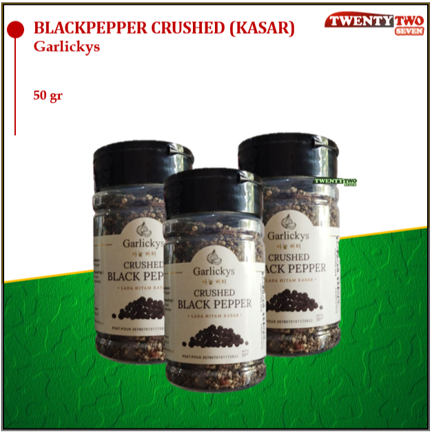 

Garlickys Bumbu Dasar Dapur Masak Bubuk Herbs & Spices PRemium Blackpepper Crushed/ Lada Hitam Kasar 50gr