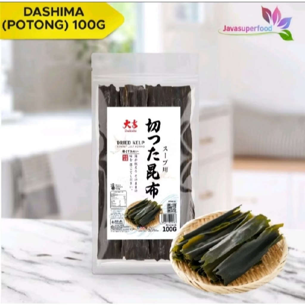 

Dried Kelp Seaweed - Rumput Laut Kering - Kombu Konbu - Dashima Potong - 100g - Halal