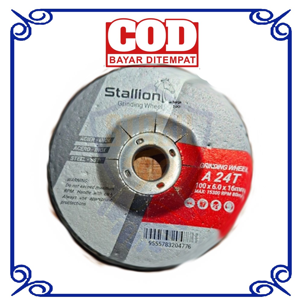 Mata batu gurinda gerinda grinda poles asah besi baja logam metal 4x6 tebal 4 inch STALLION