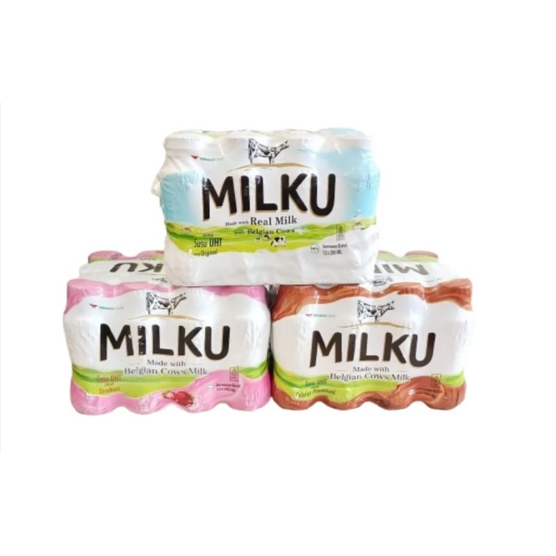 

Susu UHT Milku Rasa Original / Cokelat / Stroberi isi 12 Botol / Krat