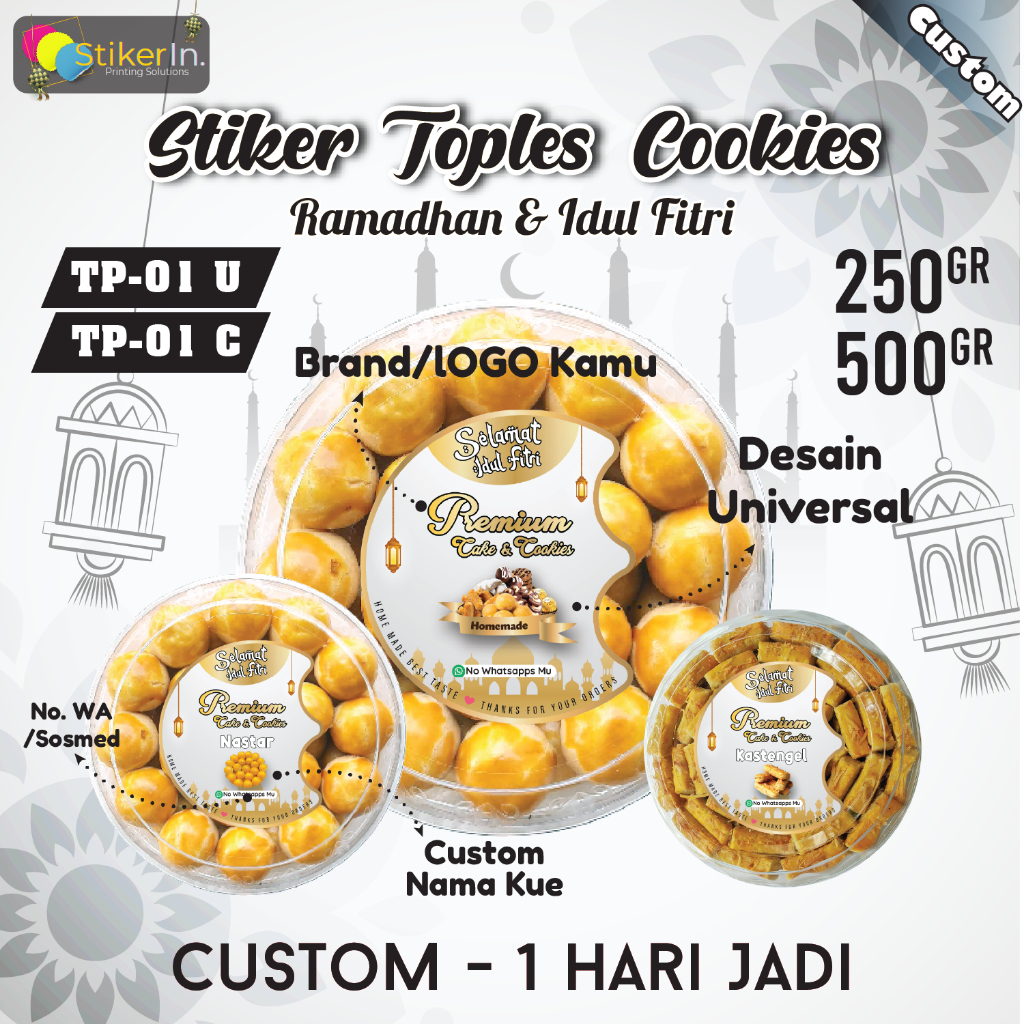 

Stiker Toples spesial Idul Fitri Custom / Stiker Lebaran Idul Fitri Bisa Ganti Nama dan Kue