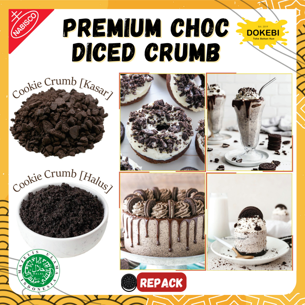 

NABISCO | 0RE0 Choc Diced Crumb REPACK 100 / 250 GR - Remahan OR3O / ORDEO / GORREO Premium Cookie Crumb Bubuk Halus