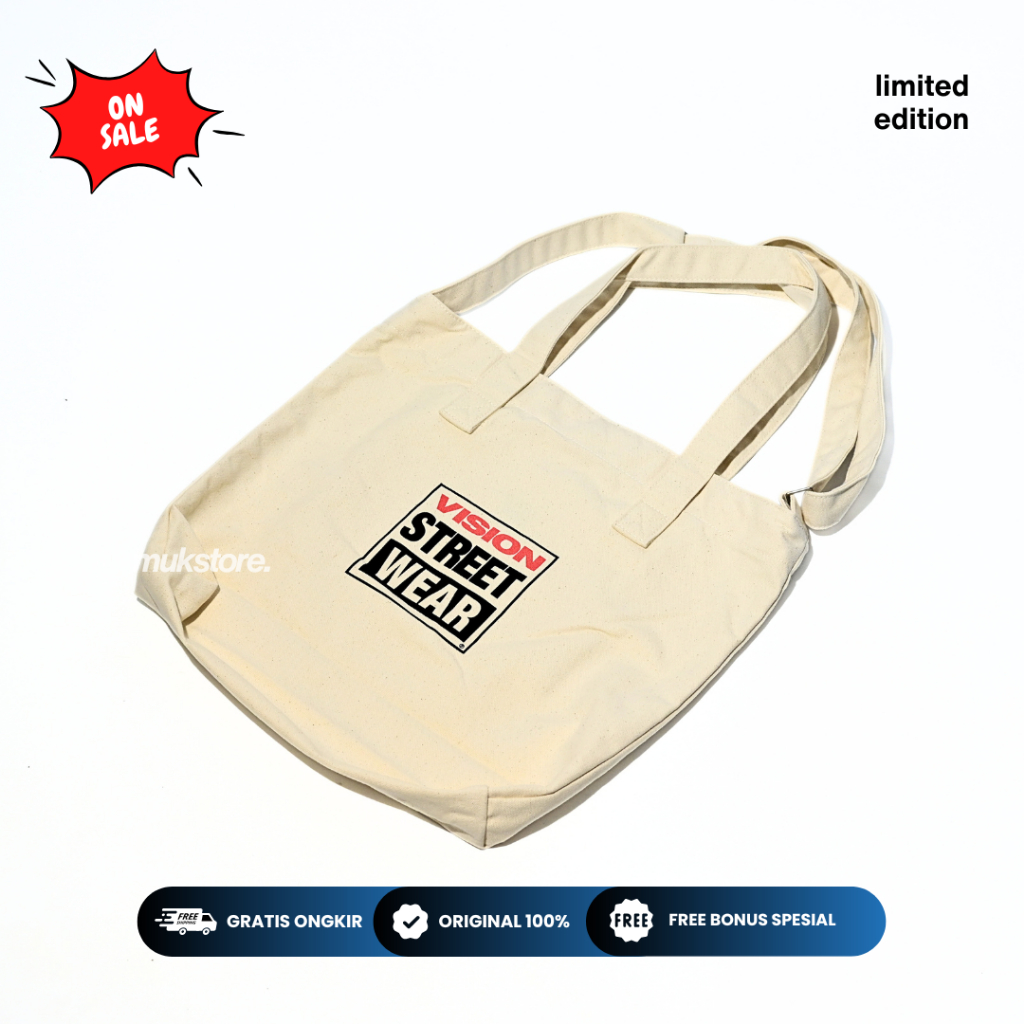 Totebag Vision Street Wear Cream Unisex Original Limited Edition